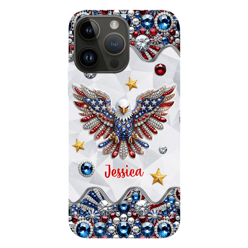 Coque de téléphone personnalisée avec aigle à tête blanche et motif patriotique