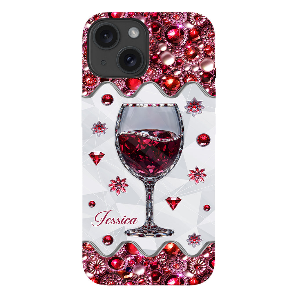 Une fille qui aime le vin - Coque de téléphone personnalisée avec impression intégrale sur le thème du vin
