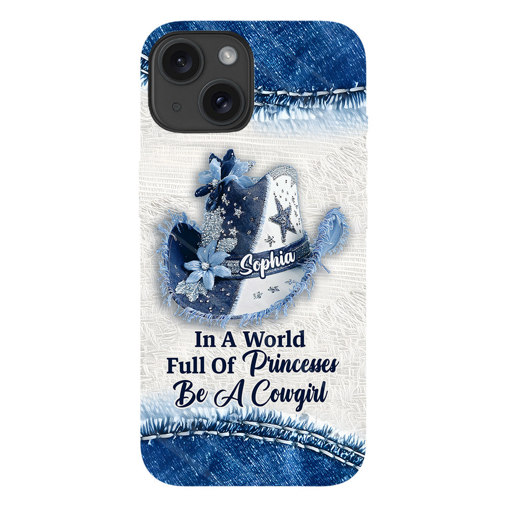 In einer Welt voller Prinzessinnen – Personalisierte Handyhülle mit Cowgirl-Print