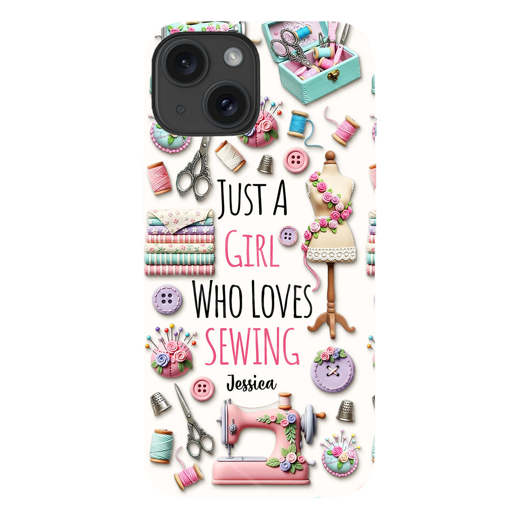 Coque de téléphone personnalisée « Juste une fille qui aime coudre » avec impression intégrale