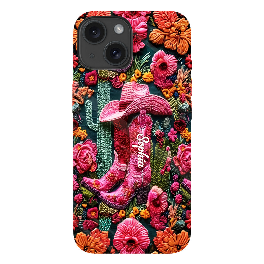 Coque de téléphone personnalisée « Cowgirl rose » avec imprimé intégral
