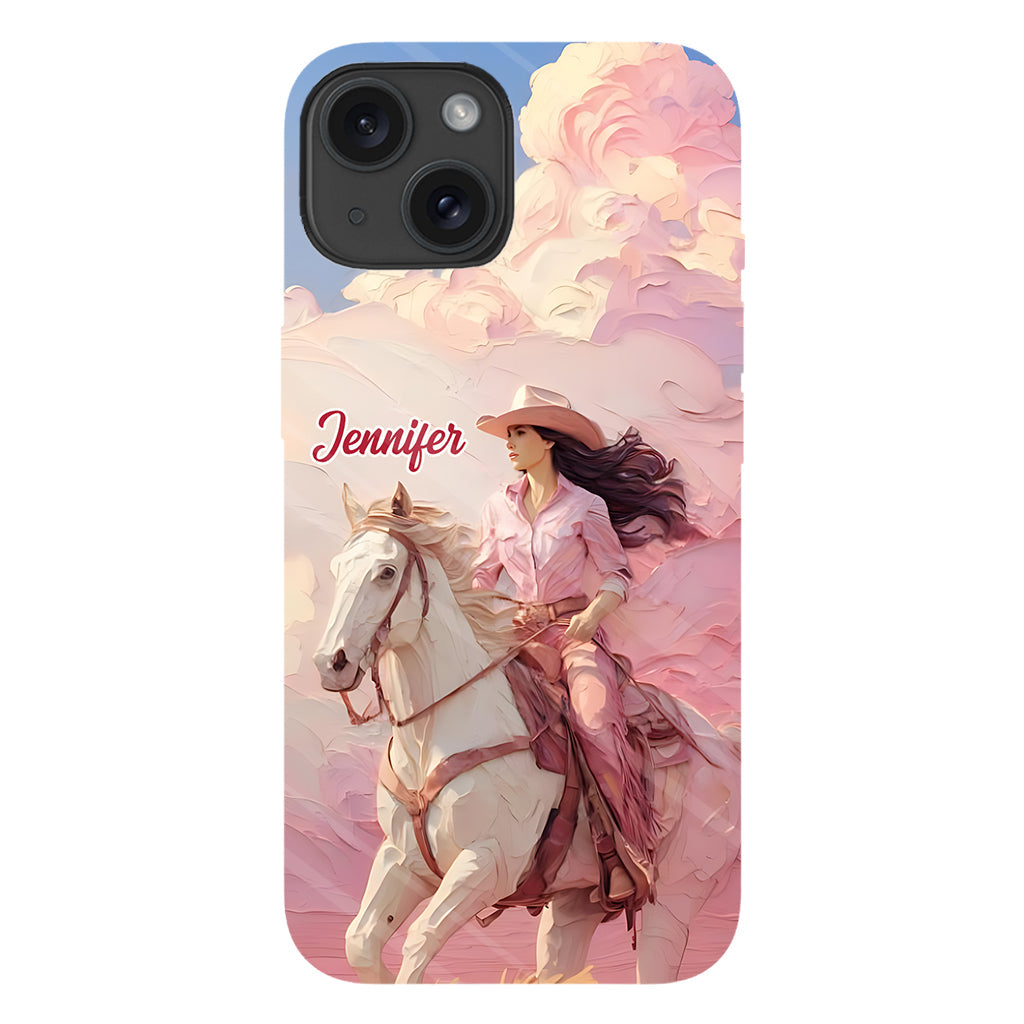 Coque de téléphone personnalisée avec imprimé intégral « Cowgirl rose »