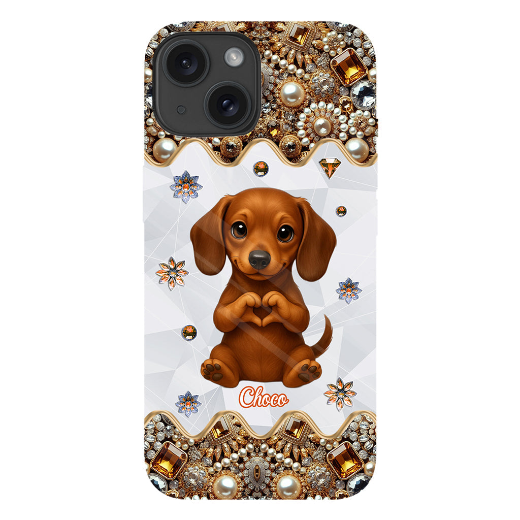 Coque de téléphone personnalisée avec motif de chiot/chat faisant des cœurs avec ses mains