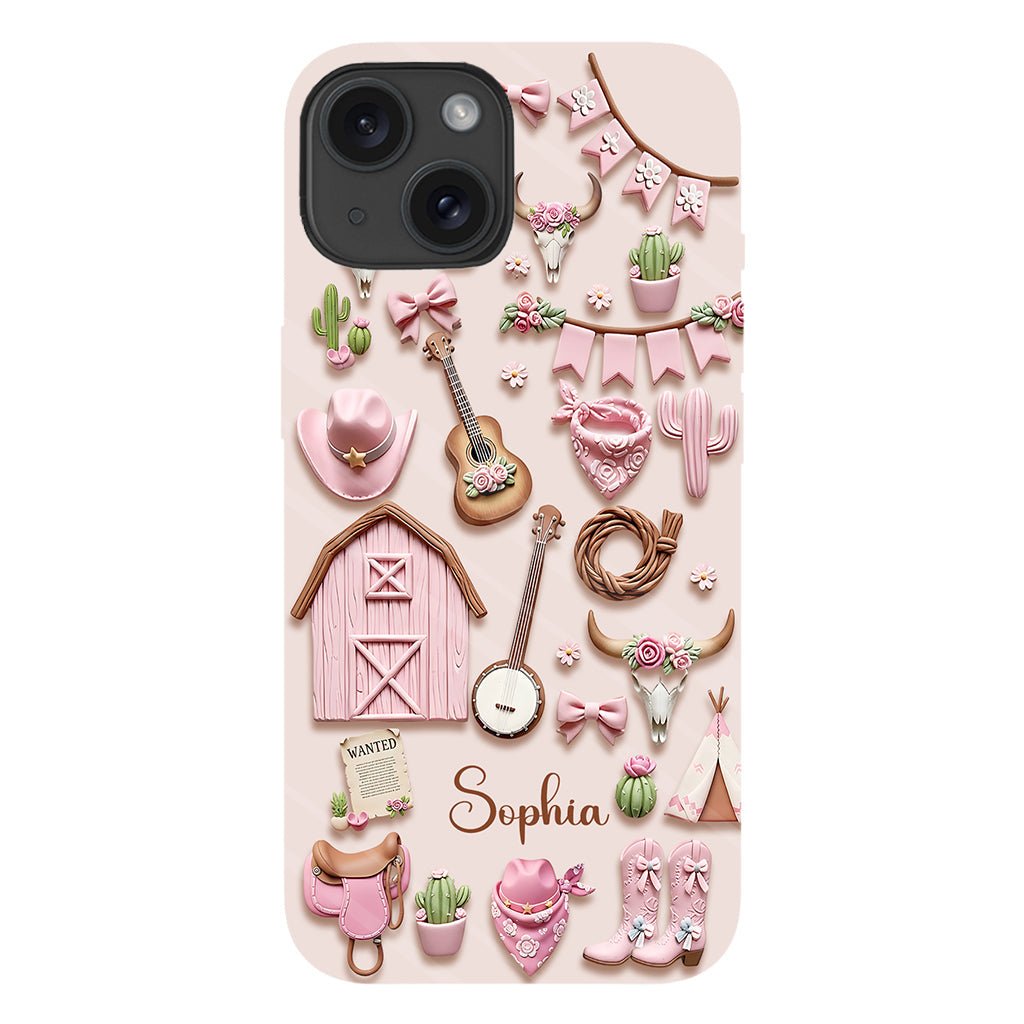 Coque de téléphone personnalisée avec imprimé intégral « Cowgirl rose »