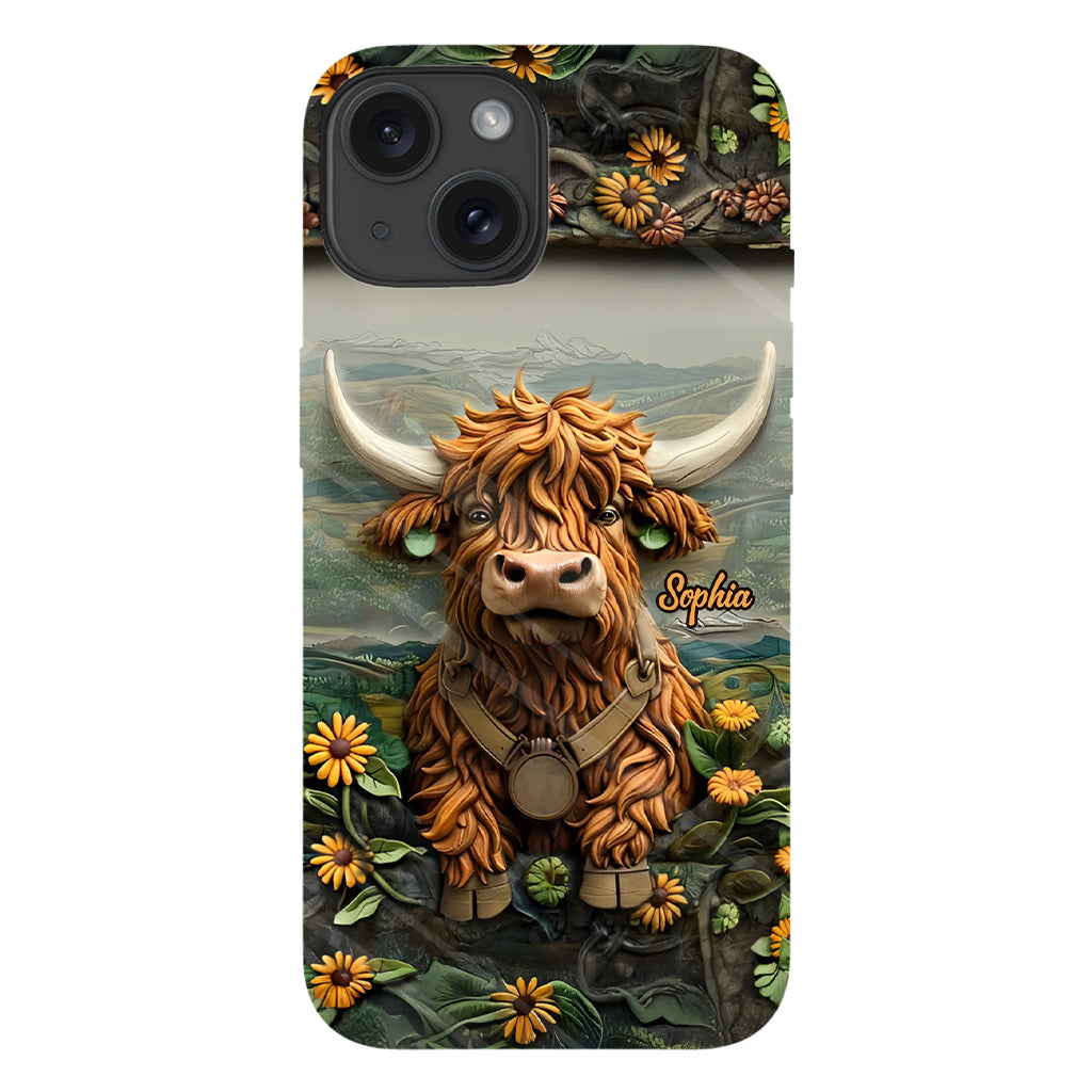Coque de téléphone personnalisée avec imprimé vache des Highlands - Mignonne vache des Highlands