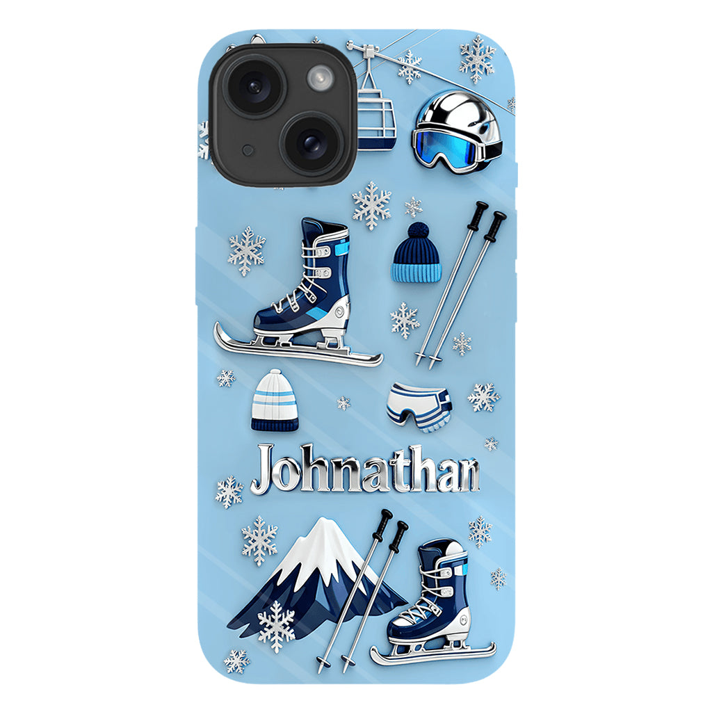 Le ski me rend heureux - Coque de téléphone personnalisée avec impression intégrale sur le thème du ski