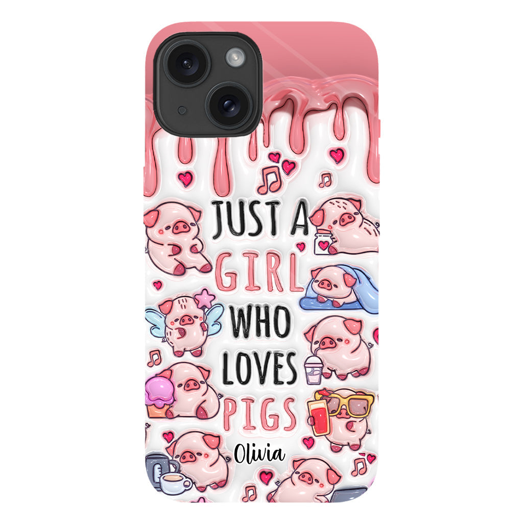 Juste une fille qui aime les cochons - Coque de téléphone personnalisée avec impression intégrale pour les amoureux des cochons
