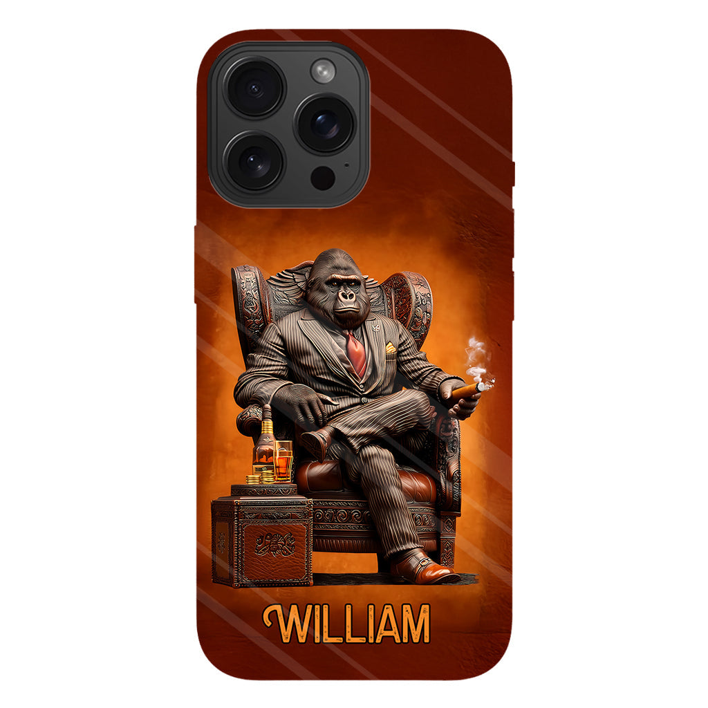 Whiskey & Cigar Gorilla - Coque de téléphone personnalisée avec impression intégrale sur le thème du whisky
