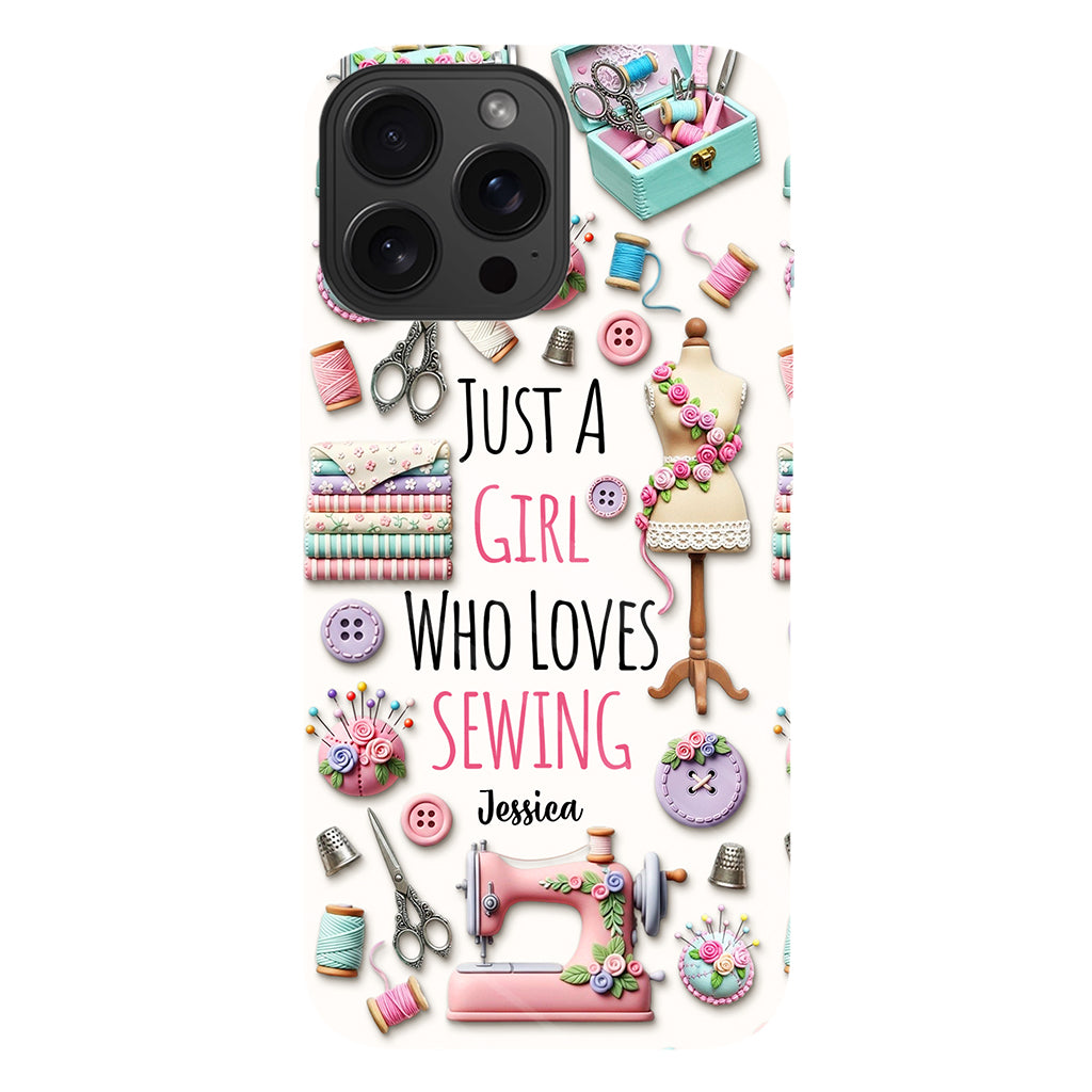 Coque de téléphone personnalisée « Juste une fille qui aime coudre » avec impression intégrale
