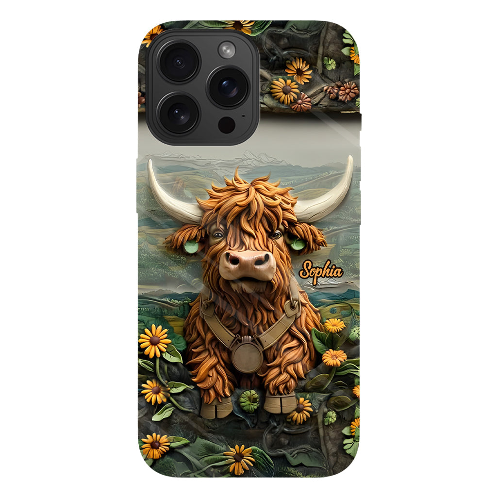 Coque de téléphone personnalisée avec imprimé vache des Highlands - Mignonne vache des Highlands