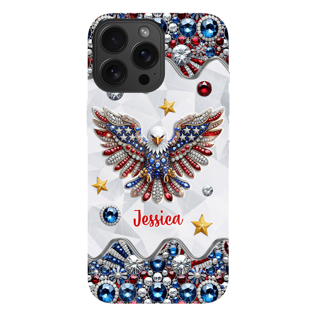 Coque de téléphone personnalisée avec aigle à tête blanche et motif patriotique