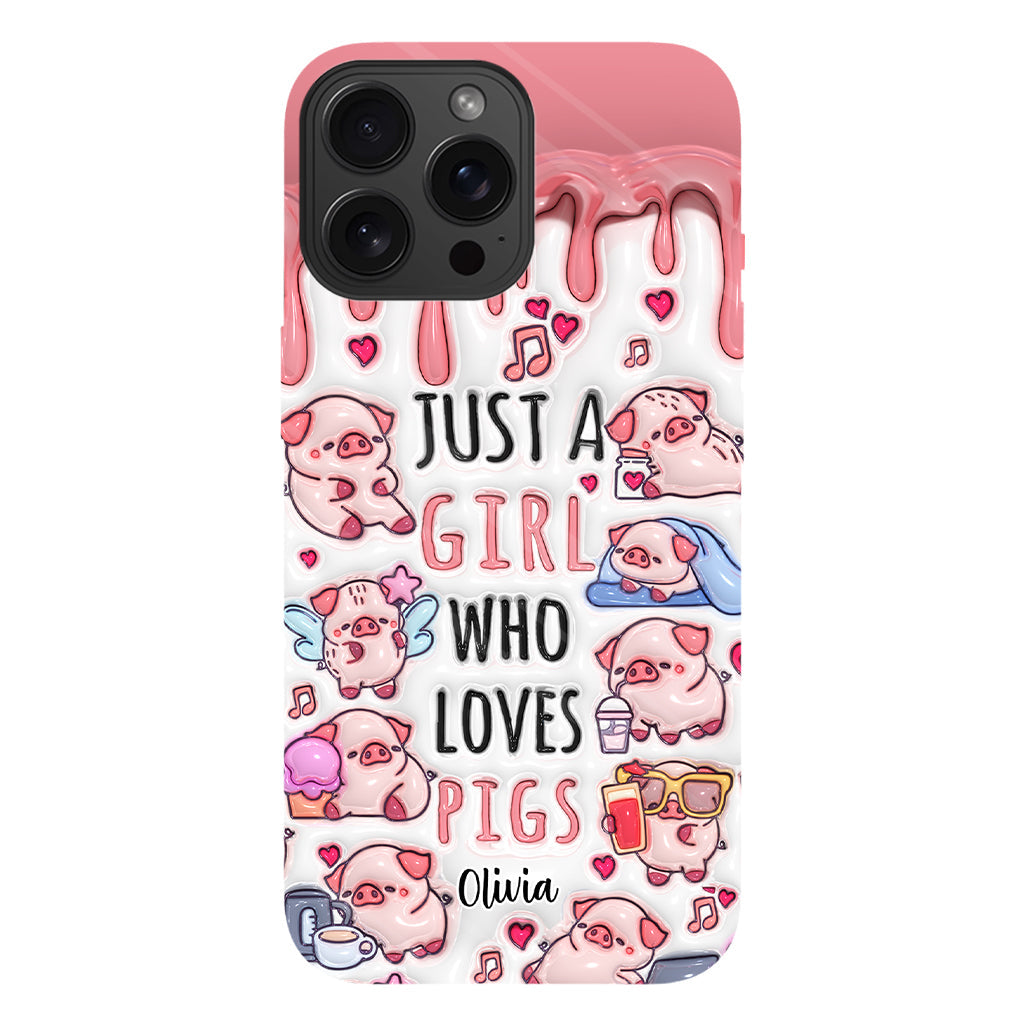 Juste une fille qui aime les cochons - Coque de téléphone personnalisée avec impression intégrale pour les amoureux des cochons