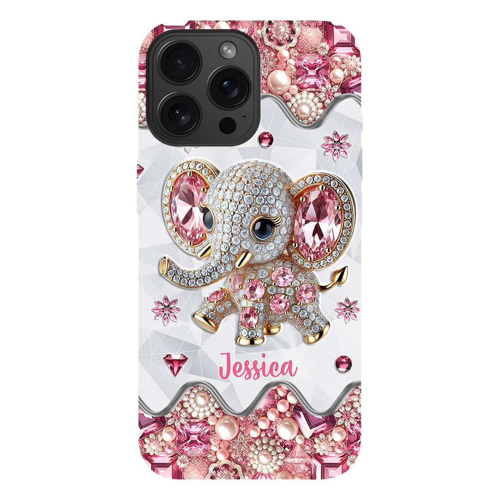 Une fille qui aime les éléphants - Coque de téléphone personnalisée avec imprimé éléphant