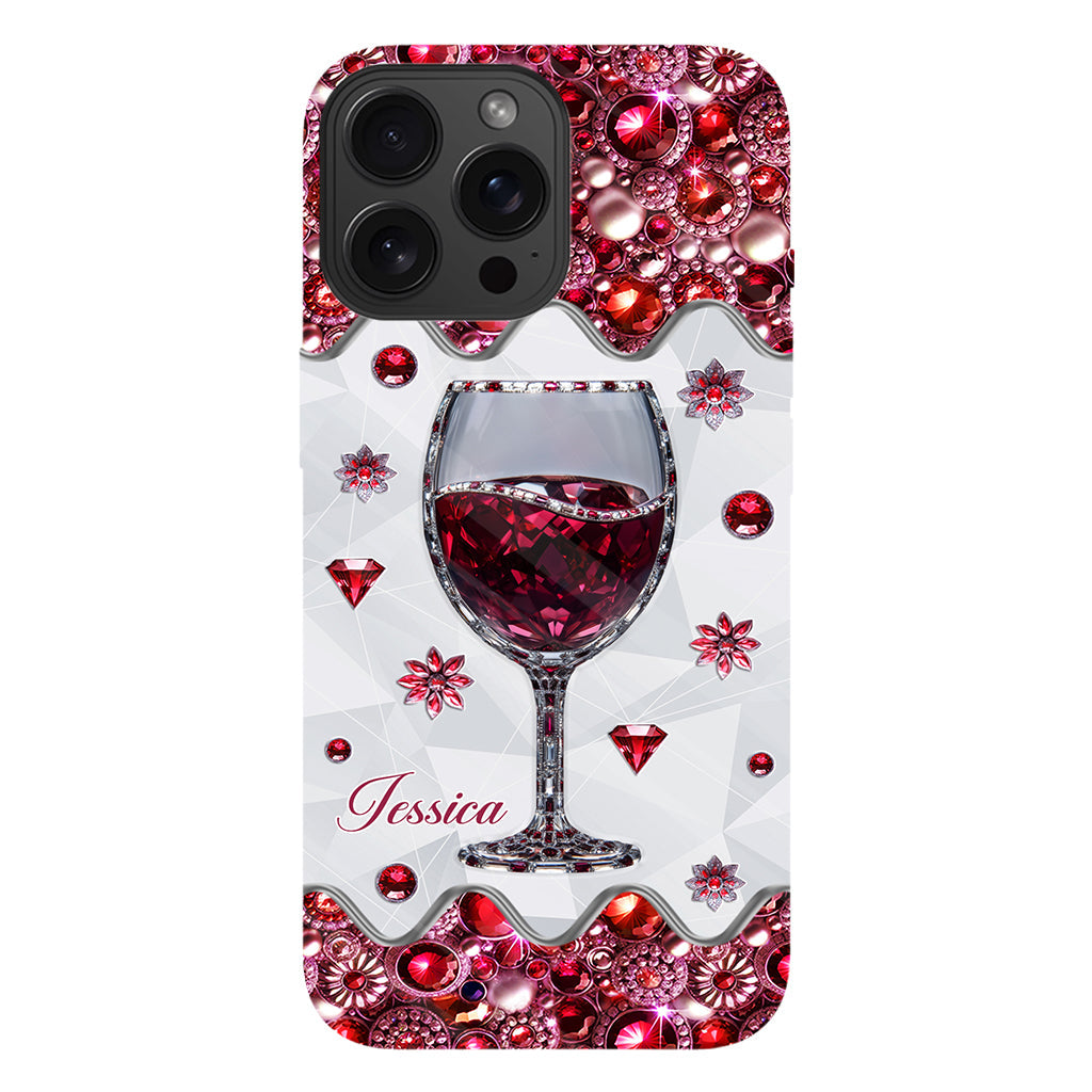 Une fille qui aime le vin - Coque de téléphone personnalisée avec impression intégrale sur le thème du vin