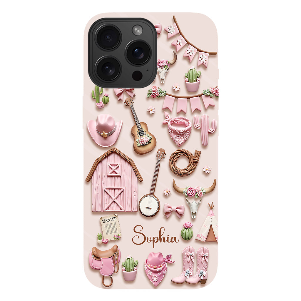 Coque de téléphone personnalisée avec imprimé intégral « Cowgirl rose »
