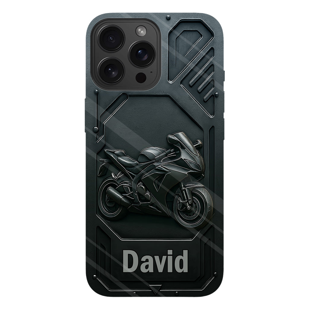 Coole Cruiser-/Sportbike-Handyhülle mit personalisiertem Biker-Motiv und Volldruck