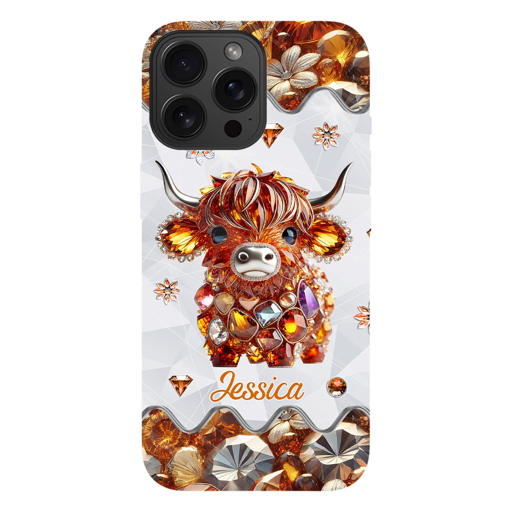 Coque de téléphone personnalisée avec impression intégrale « Juste une fille qui aime les vaches des Highlands »