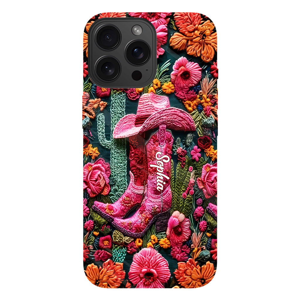 Coque de téléphone personnalisée « Cowgirl rose » avec imprimé intégral