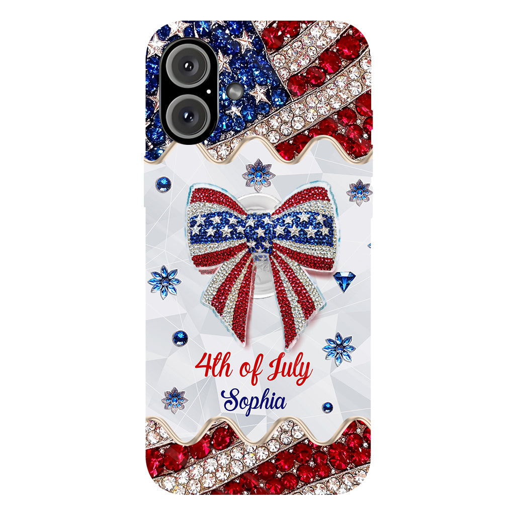 Fête de l'Indépendance - Coque de téléphone et support personnalisés avec impression intégrale pour la fête nationale américaine (4 juillet).