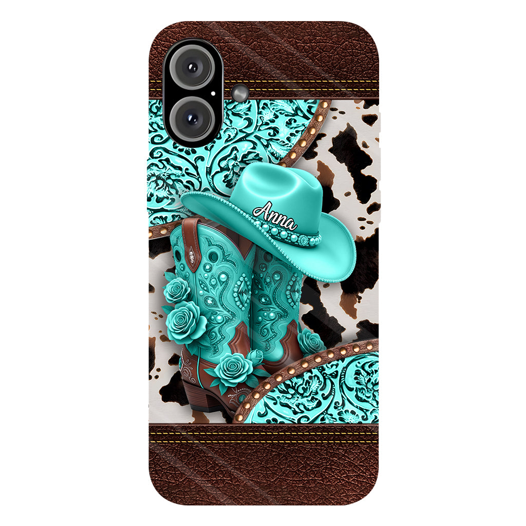 Western-Cowgirl-Stiefel – Personalisierte Handyhülle mit Cowgirl-Vollprint