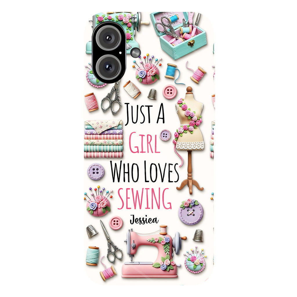 Coque de téléphone personnalisée « Juste une fille qui aime coudre » avec impression intégrale