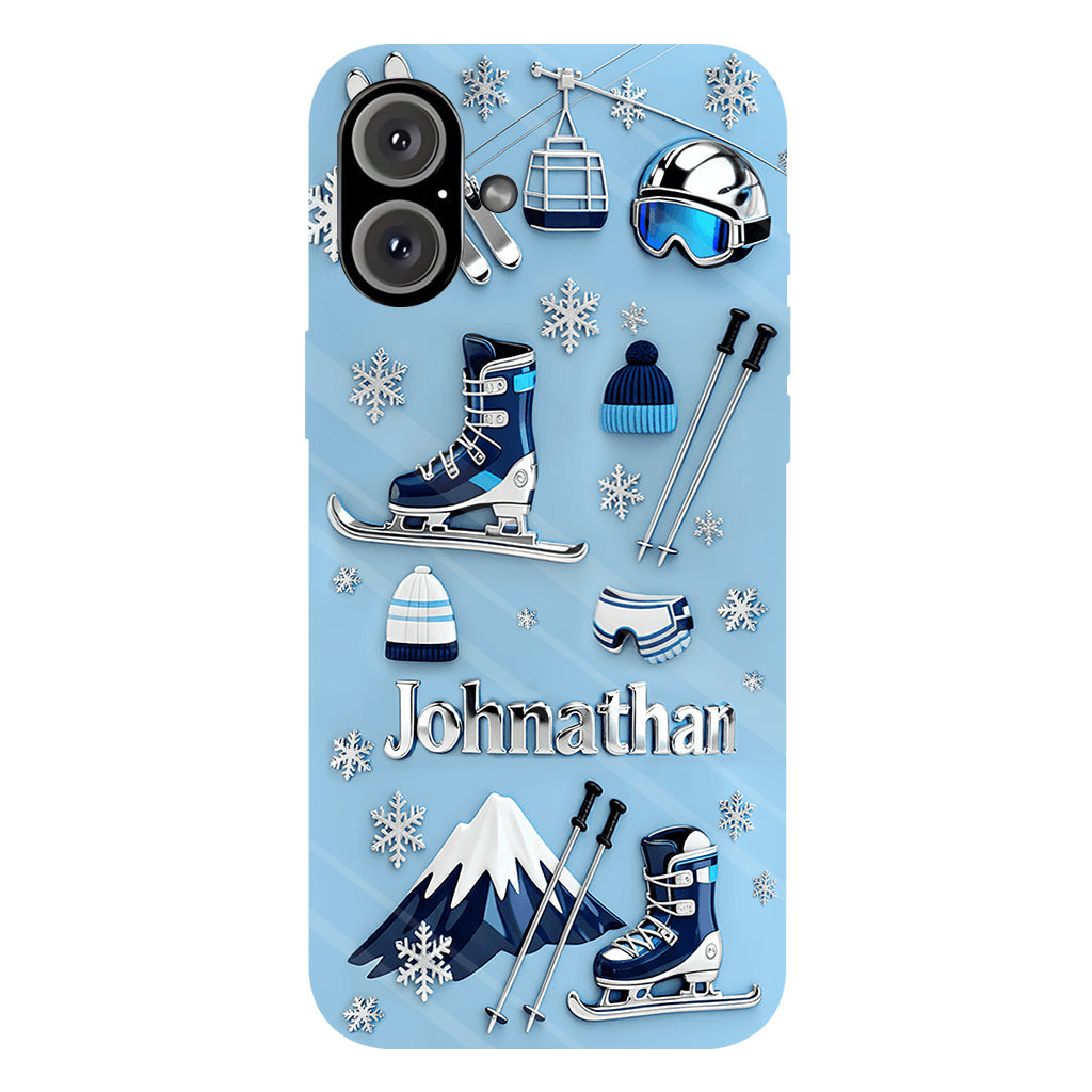 Le ski me rend heureux - Coque de téléphone personnalisée avec impression intégrale sur le thème du ski