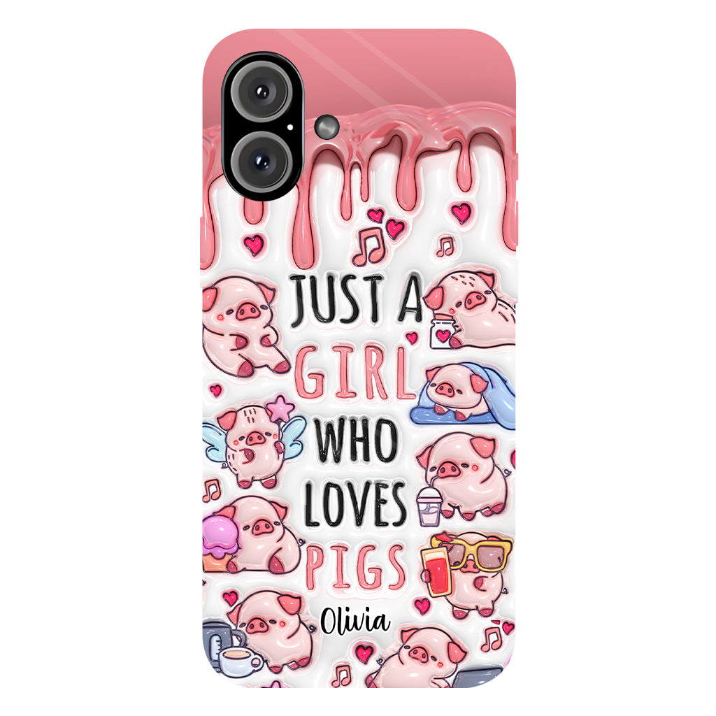 Juste une fille qui aime les cochons - Coque de téléphone personnalisée avec impression intégrale pour les amoureux des cochons