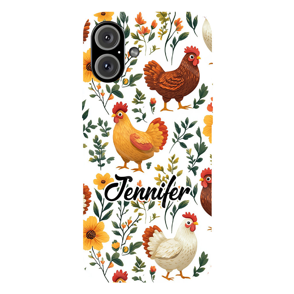 Cute Floral Chickens - Personalized Chicken Full Print Phone Case
