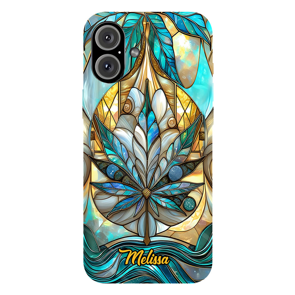 Superbe coque de téléphone personnalisée avec motif feuille et cannabis