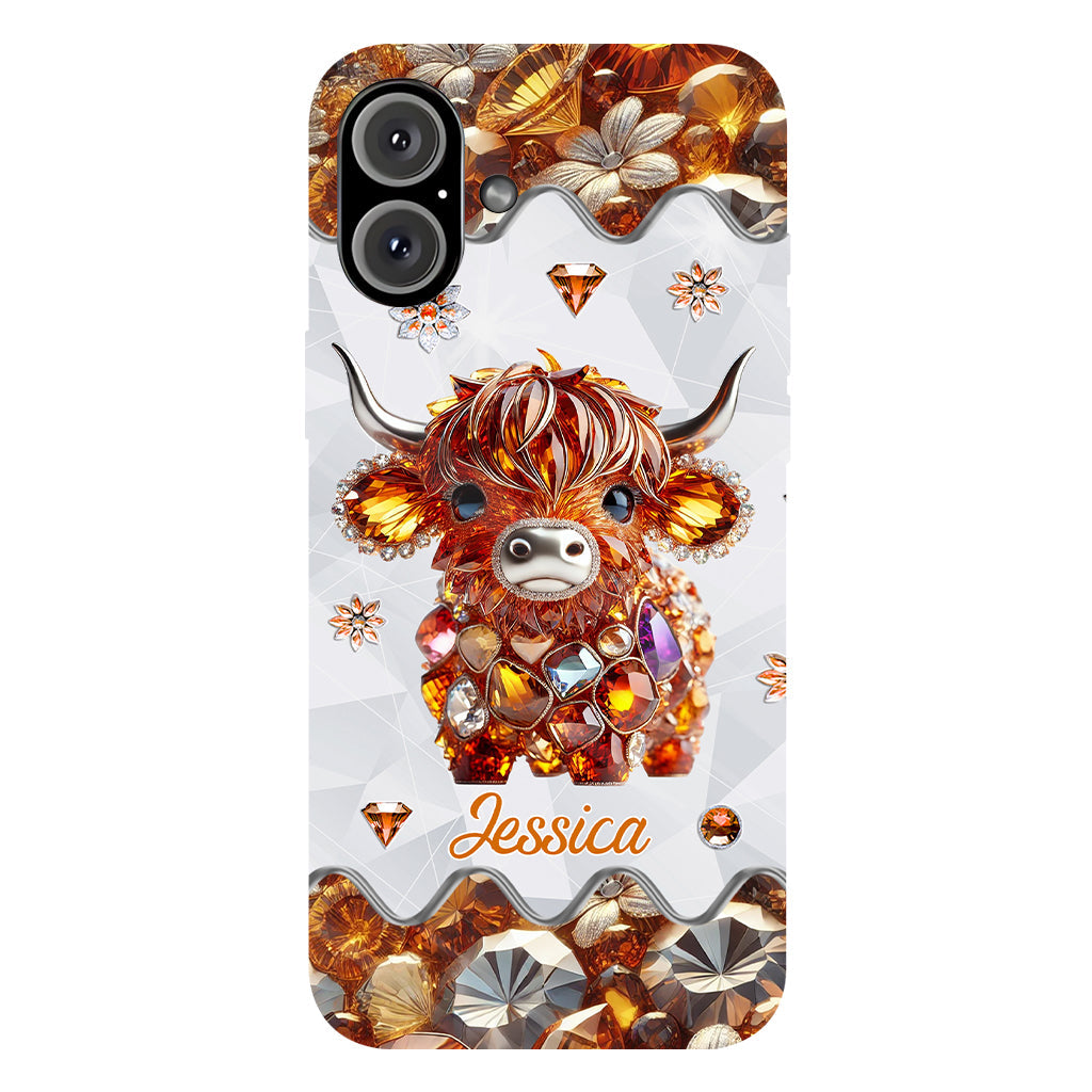 Coque de téléphone personnalisée avec impression intégrale « Juste une fille qui aime les vaches des Highlands »