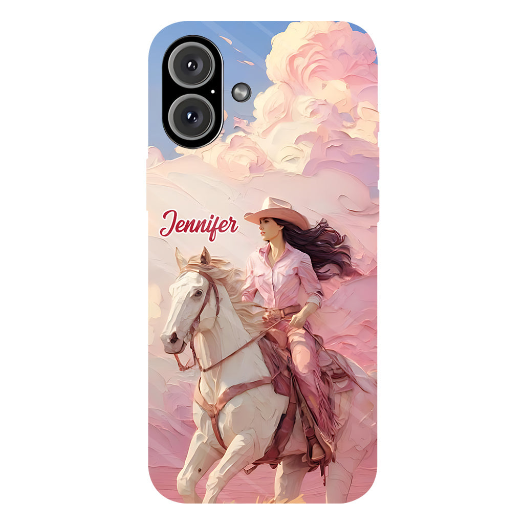 Coque de téléphone personnalisée avec imprimé intégral « Cowgirl rose »