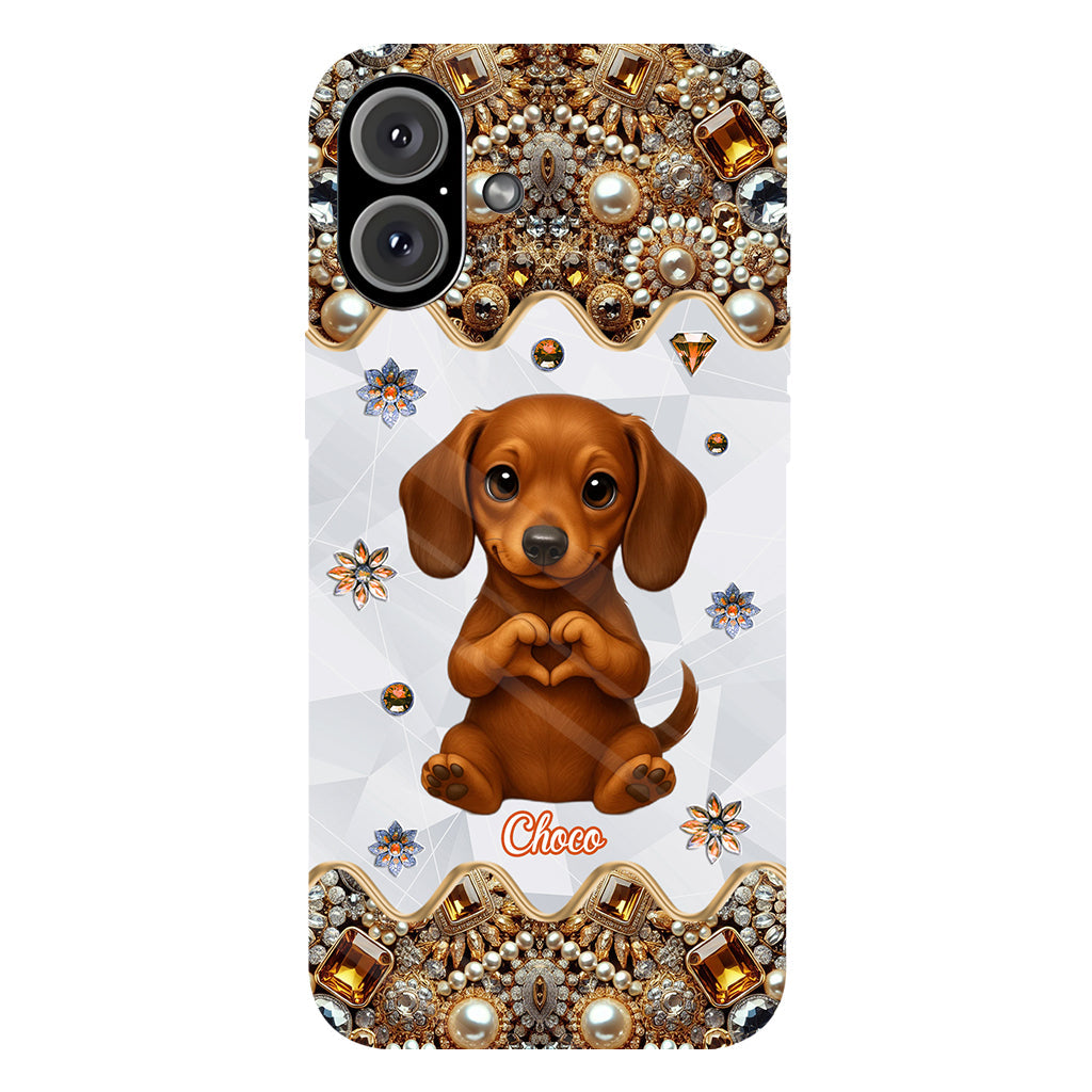 Coque de téléphone personnalisée avec motif de chiot/chat faisant des cœurs avec ses mains