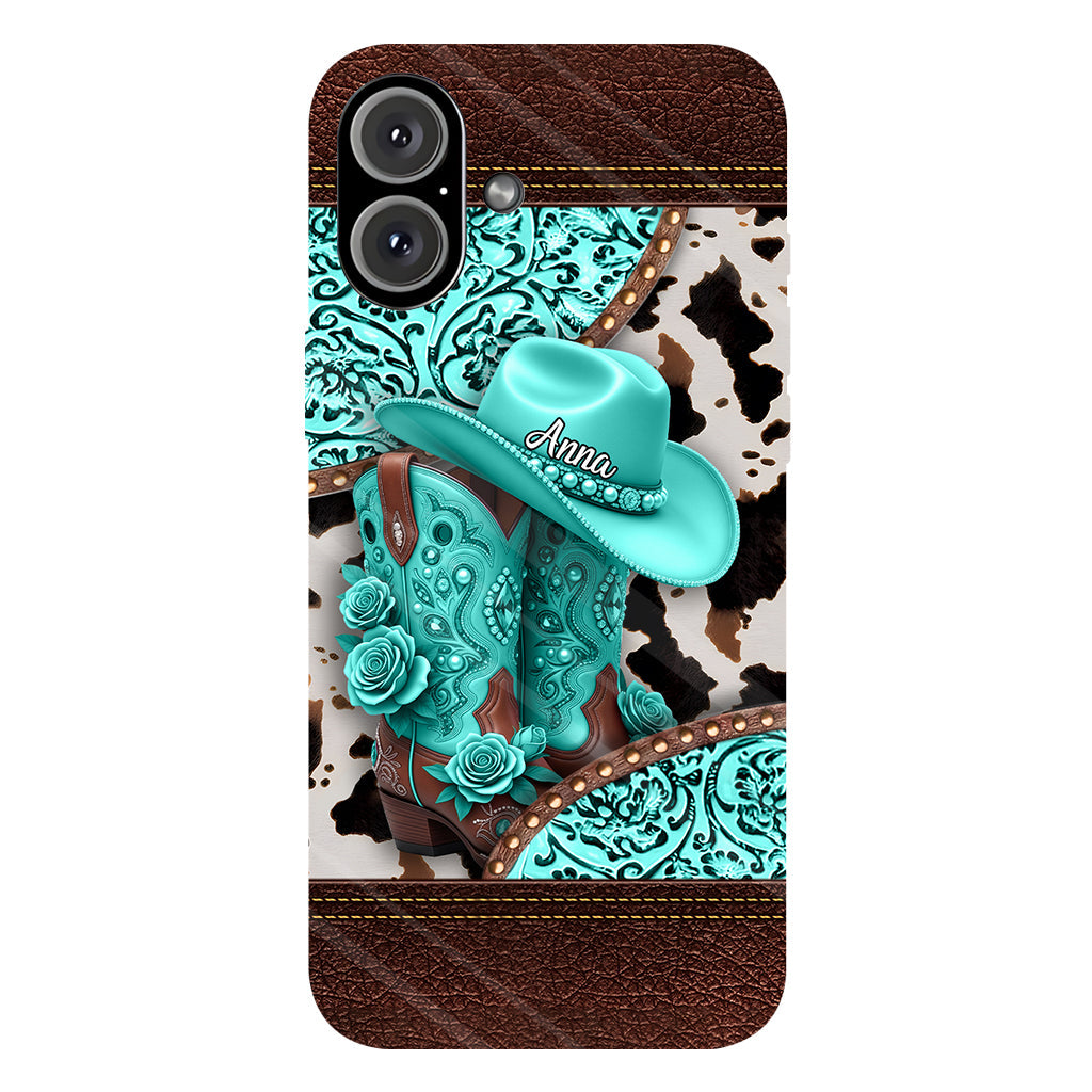 Western-Cowgirl-Stiefel – Personalisierte Handyhülle mit Cowgirl-Vollprint