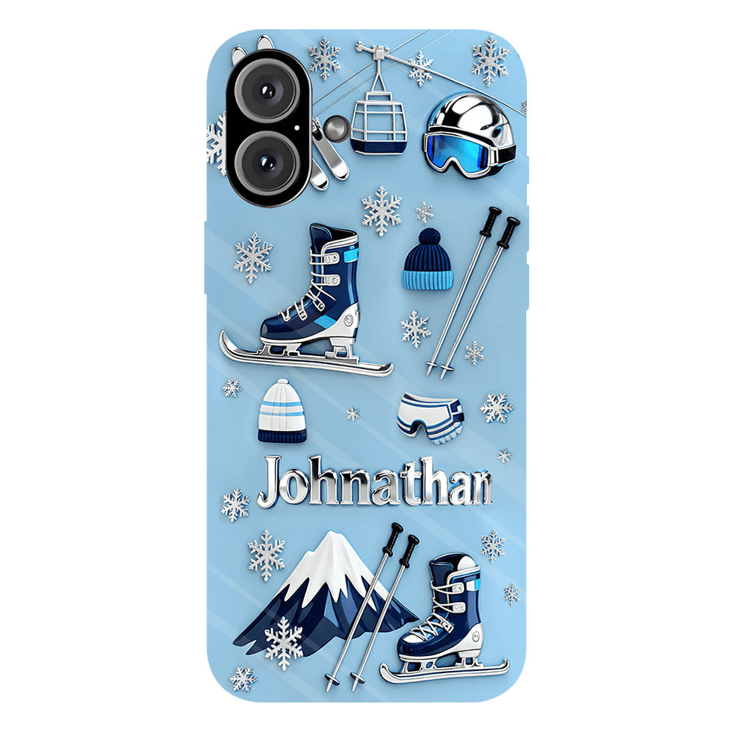 Le ski me rend heureux - Coque de téléphone personnalisée avec impression intégrale sur le thème du ski