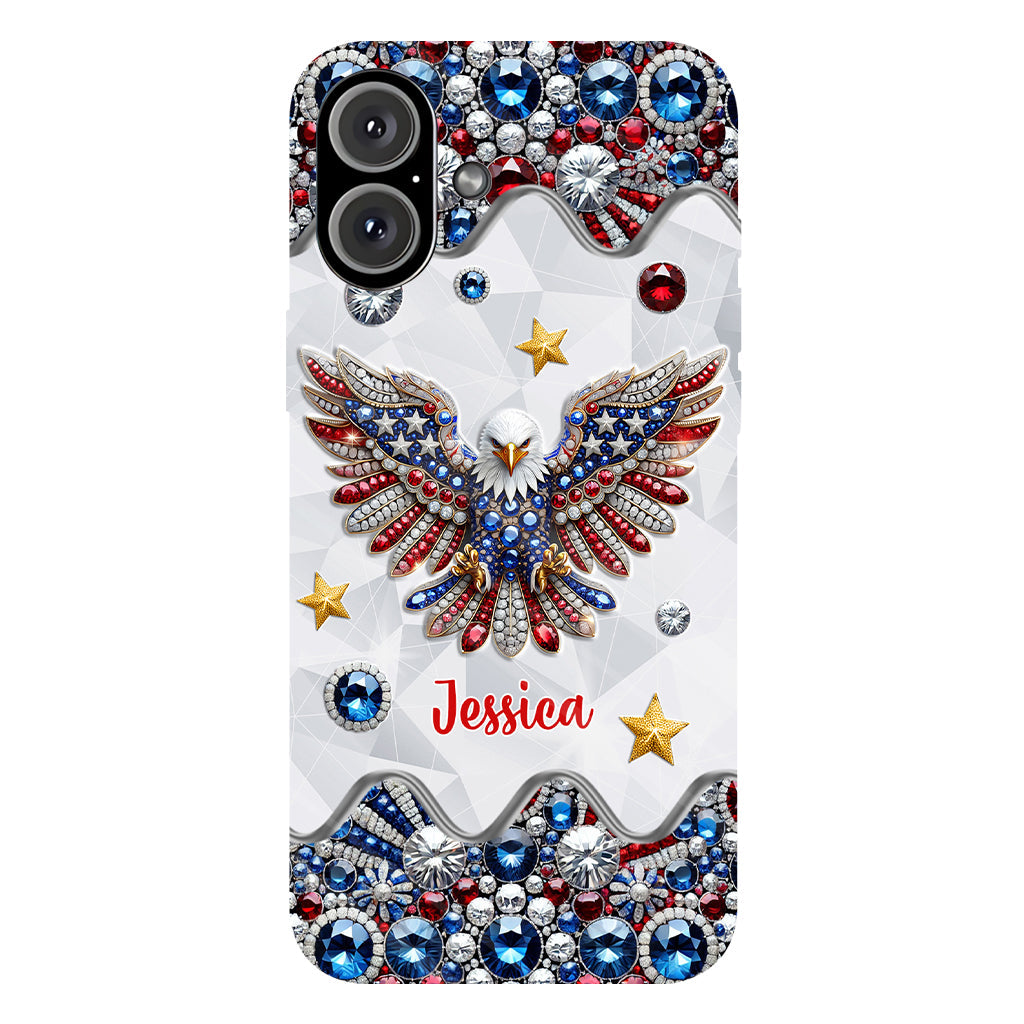 Coque de téléphone personnalisée avec aigle à tête blanche et motif patriotique