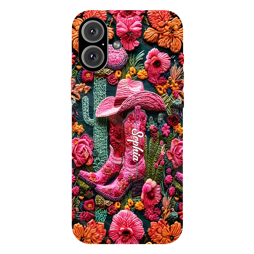 Coque de téléphone personnalisée « Cowgirl rose » avec imprimé intégral