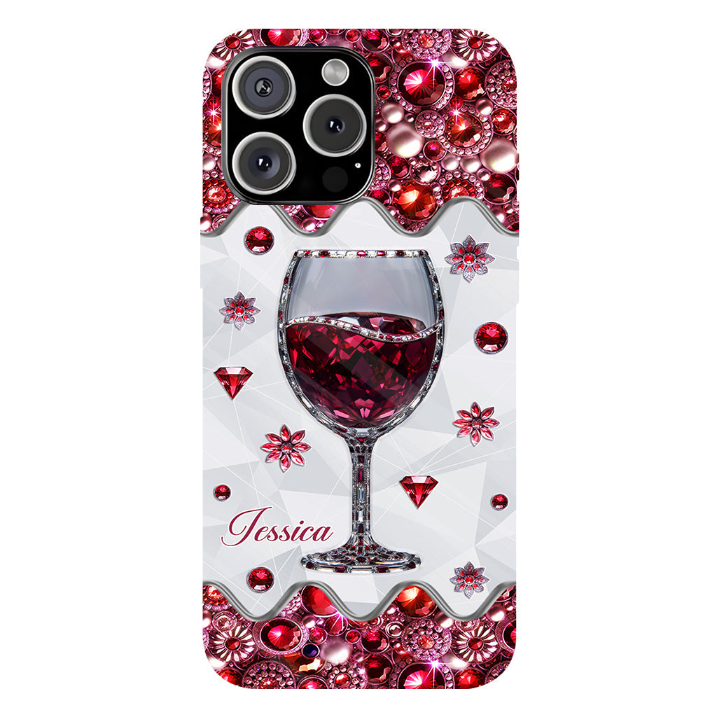 Une fille qui aime le vin - Coque de téléphone personnalisée avec impression intégrale sur le thème du vin