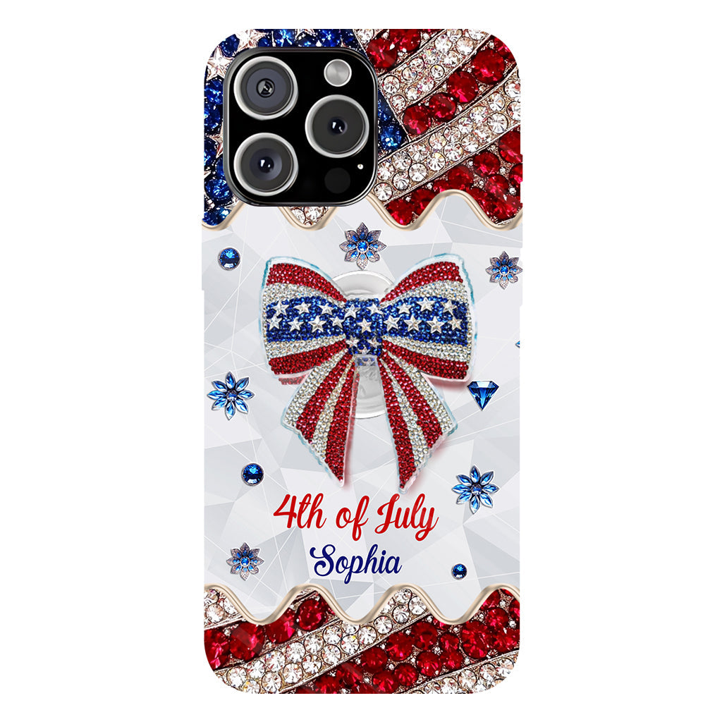 Fête de l'Indépendance - Coque de téléphone et support personnalisés avec impression intégrale pour la fête nationale américaine (4 juillet).