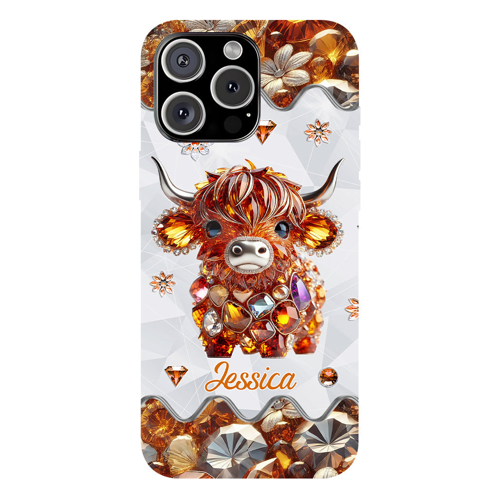 Coque de téléphone personnalisée avec impression intégrale « Juste une fille qui aime les vaches des Highlands »