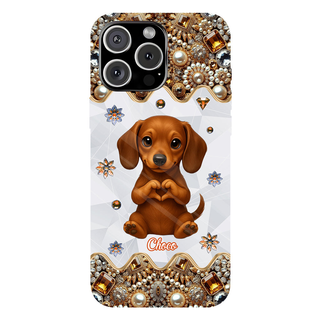 Coque de téléphone personnalisée avec motif de chiot/chat faisant des cœurs avec ses mains