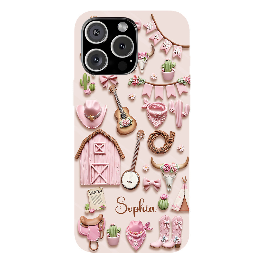 Coque de téléphone personnalisée avec imprimé intégral « Cowgirl rose »