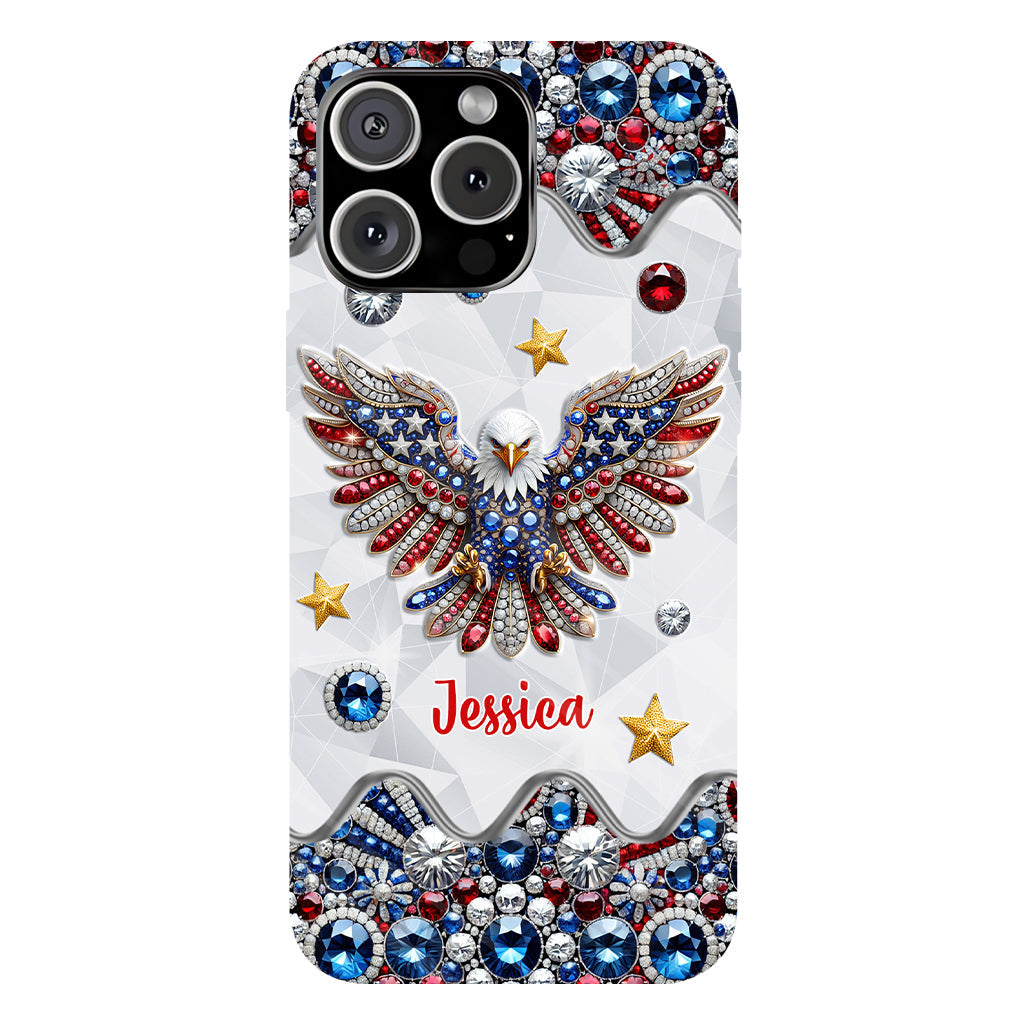 Coque de téléphone personnalisée avec aigle à tête blanche et motif patriotique