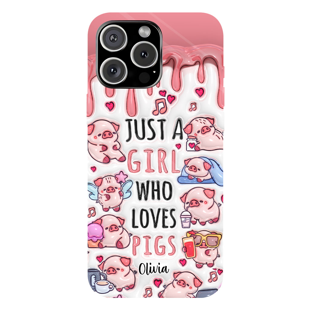 Juste une fille qui aime les cochons - Coque de téléphone personnalisée avec impression intégrale pour les amoureux des cochons
