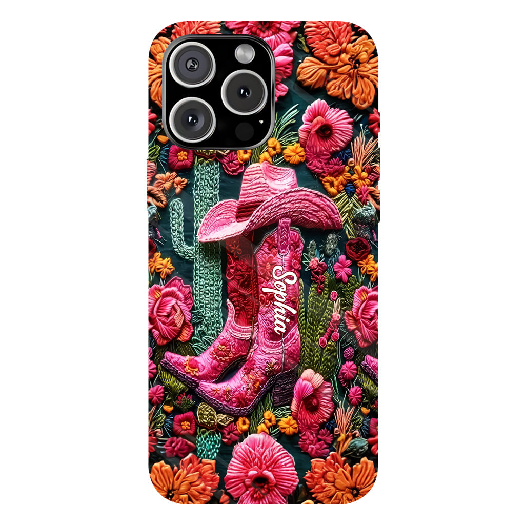 Coque de téléphone personnalisée « Cowgirl rose » avec imprimé intégral