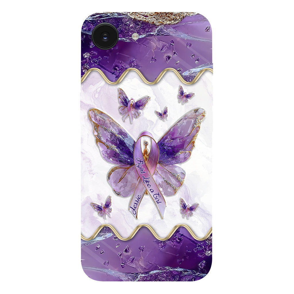 Combattez comme une fille - Coque de téléphone personnalisée avec impression intégrale pour la sensibilisation au lupus