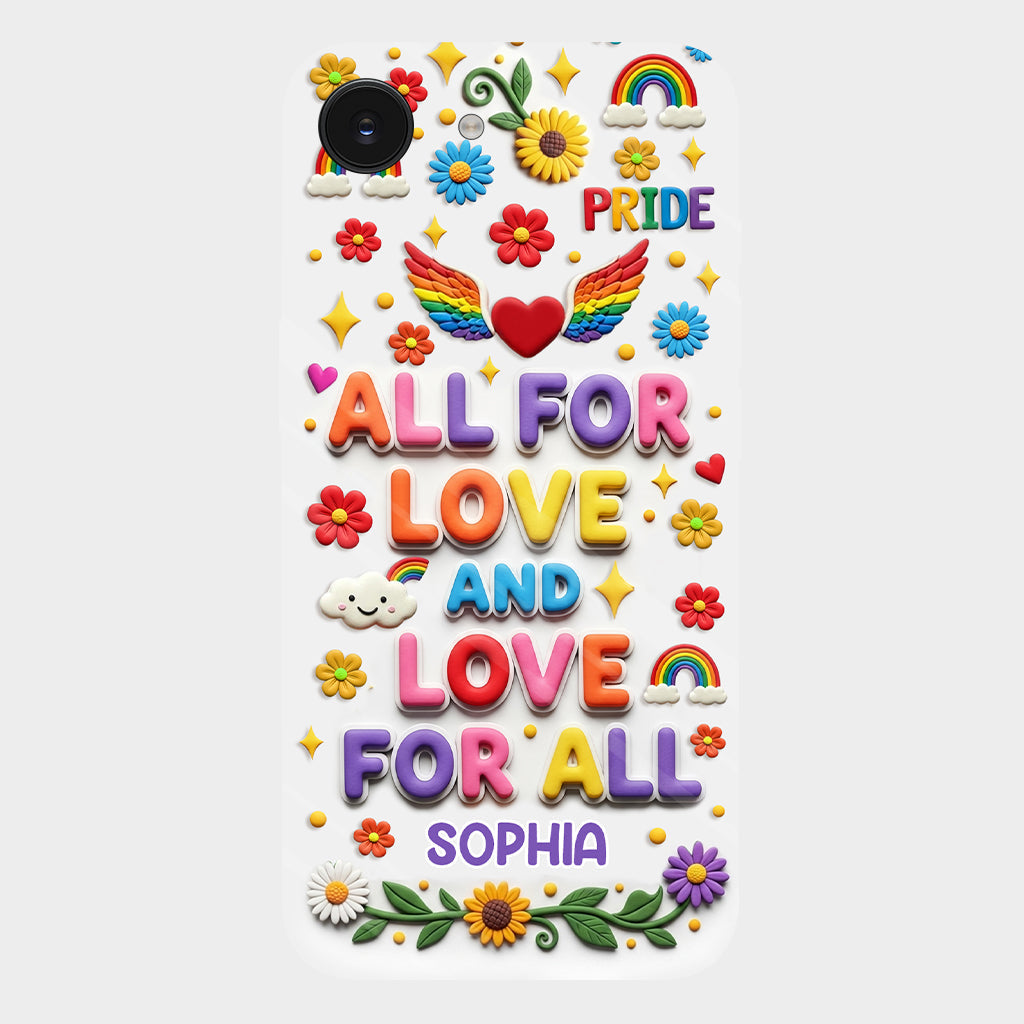 Tout pour l'amour et l'amour pour tous - Coque de téléphone personnalisée avec imprimé intégral en soutien LGBT