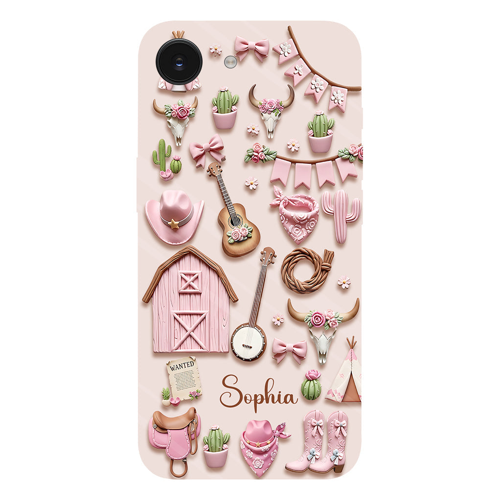 Coque de téléphone personnalisée avec imprimé intégral « Cowgirl rose »