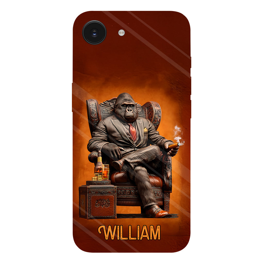 Whiskey & Cigar Gorilla - Coque de téléphone personnalisée avec impression intégrale sur le thème du whisky
