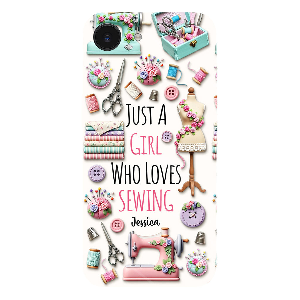 Coque de téléphone personnalisée « Juste une fille qui aime coudre » avec impression intégrale