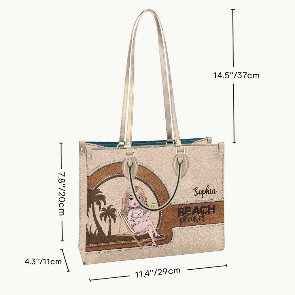 Beach Please - Personalized Sea Lover Leather Handbag
